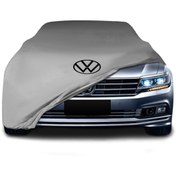 Resim ULTRASHOP Volkswagen Phideon (2016 - ) Gri Kumaş Araba Branda Logolu Kumaş Araba Brandası Penye Oto Branda 