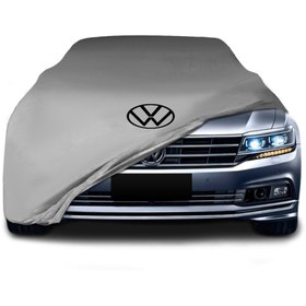 Resim ULTRASHOP Volkswagen Phideon (2016 - ) Gri Kumaş Araba Branda Logolu Kumaş Araba Brandası Penye Oto Branda 