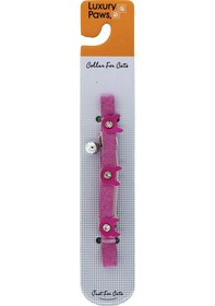Resim Luxury Paws Kedi Boyun Tasması Felix Taşlı Pembe 10mm-32CM 