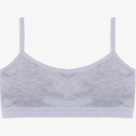 Resim Kadın Ince Askılı Kaplı Pamuklu Sporcu Büstiyer 80502 Gri Melanj 