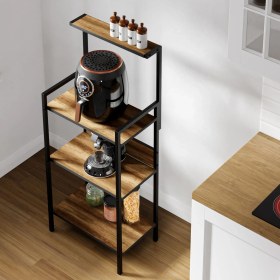 Resim Ceramical MB3 Ceviz Suntalam Metal Mutfak Bankosu ve Kahve Köşesi - Modern Tasarım, 54x129x40 cm 
