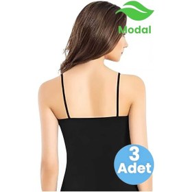 Resim Tezzgelsin Kadın 6'lı İp Askılı Saten Kumaş Yaka Modal Atlet Siyah 