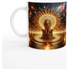 Resim Aslan Burcu Baskılı Kahve Kupası - Galaktik Taht Odası Temalı Vs1 