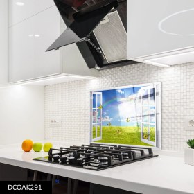 Resim Olinpa Cam Ocak Arkası Koruyucu | Pencere ve Kelebek 