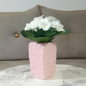 Resim 2 Adet Vazo Dahil,vazoda Çiçek,beyaz Yapay Çiçek,vazo Dekoratif Çiçekli Pembe 7x7x17cm Çok Renkli 