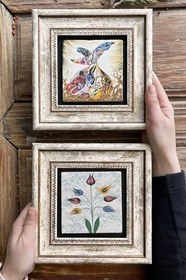 Resim Oscar Stone Decor Çerçeveli Taş Duvar Dekoru Tablo 20X20Cm 2'Li Set (60-499) Semazen Ebruli 2-2Cdd-003 