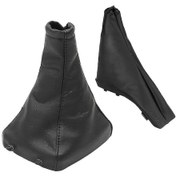 Resim Suofeng Opel Astra G Vauxhall El Fren Kılıfı - 2 Adet Siyah Pu Deri Manuel Vites Koruması 1998-2004 