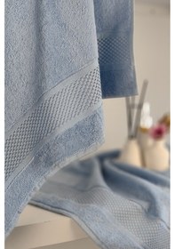 Resim %100 Pamuk Banyo Havlu Seti-long Twist İplik-yüksek Su Emici Ve Yumuşak Mavı Şeftali 