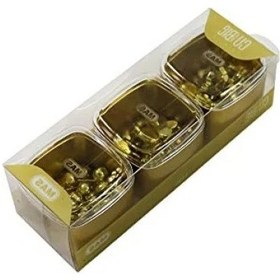 Resim Şık Gold Renkli 3'lü Kutu Ataş Ve Raptiye Seti 124-Pembe 