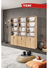 Resim 8302 Evm Kitaplık , 6 Kapaklı , 18 Bölmeli , 15 Raflı , Safir , Ofis , Çalışma Odası Safir 