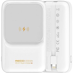 Resim Recci RPB-W10 Polaris Serisi Çift Kablolu LED Dijital Göstergeli Wireless Powerbank 15W 10000mAh - Beyaz 