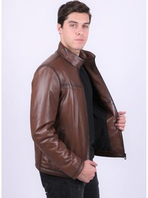 Resim New Zaya Leather Erkek Açık Kahverengi Deri Mont (468603729) Açık Kahverengi 