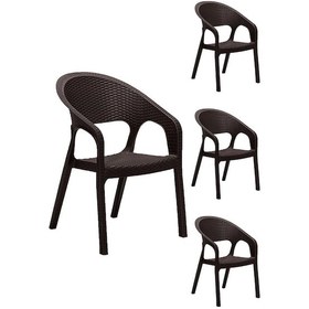 Resim 4 Adet Garden Kahve Sandalye / Balkon-bahçe-teras Siyah 