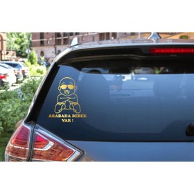 Resim Turuncu Sticker Arabada Bebek Var Cam Sticker 15x17,6 Cm 