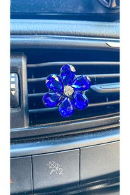 Resim habaca Kristal Damla Taşlı Çiçek Klima Havalandırma Izgara Süsü Klips Oto Kokusu Mavi Uyumlu 
