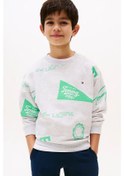 Resim Erkek Çocuk All Over Baskılı Sweatshirt - Gri Grey Heather 