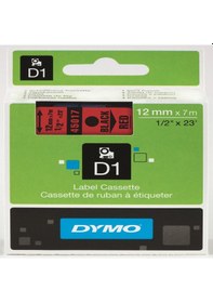 Resim Dymo D1 Şerit Standart 12 MMx7 M Kırmızı Üzerine Siyah 45017 