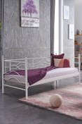 Resim Unimet Myra Daybed Tek Kişilik Sedir Ferforje Metal Karyola-beyaz 