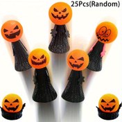 Resim 25 Adet Cadılar Bayramı Balkabağı Kafalı Zıplayan - Korkunç Parti Süsleri, Siyah Asılı Yarasa ve Turuncu Balkabağı Yüzler - Şaka Dekorasyonları, Doğum Günü, Sınıf İçin - Toplu Halloween Partisi Malzemeleri Hediye Seti 