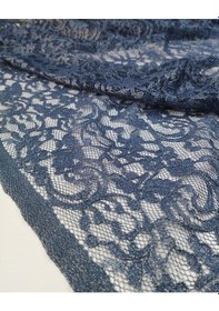 Resim Gri Lacivert Üzeri Lame Simli Dantel Kumaş En: 140 Cm-10167 10 