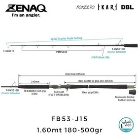 Resim Zenaq Fokeeto Dbl Fb53-j15 İkari 1.60mt 180-500gr 1p Tetikli Jigging Kamış Standart 