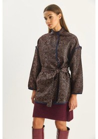 Resim Shade Kadın Etnik Desenli Kuşaklı Oversize Kimono 4159 60283674 - Acı Kahve Kahverengi 