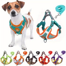 Resim Küçük ve Orta Boy Köpekler İçin Ayarlanabilir Köpek Tasması ve Tasma Seti - Yansıtıcı Yavru Göğüs Kayışı ile 6 Ayak Uzunluğunda Tasma, Dayanıklı Metal Toka, Dış Mekan Yürüyüşü, Yürüyüş ve Eğitim İçin Rahat Uyum, Köpek Tasması, Evcil Hayvan Güvenlik Ekipmanı, Eğlenceli Tasarım, Sağlam Yapı, Pilsiz 