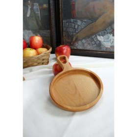 Resim Ahşap Çerezlik ve Meyvelik Oval Sunum Tepsisi Saplı 