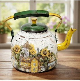 Resim Uretti - Hacer 4951 5893 El Yapımı Ay Çiçeği Temalı Dekoratif Çaydanlık 