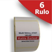 Resim Kalite Barkod 50X35 Yanyana 2li Termal Etiket | 6 Rulo Barkod Etiketi 