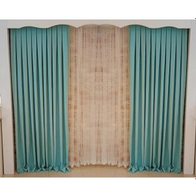 Resim Açık Turkuaz Renk Fon Kadife Perde Çift Kanat 1/3 Sık Pileli Dikim V-21 Açık Turkuaz 