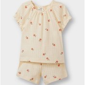 Resim DeFacto Kız Bebek Pijama Takımı Çiçekli Kısa Kollu Ribana Üst Beli Lastikli Şort E1552A525HSER134 