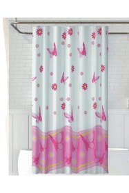 Resim Zethome Banyo Perdesi 1x180x200 Tek Kanat Duş Perdesi Halka Hediyeli Duşakabin Perdesi 6020 Pembe 