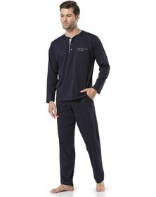 Resim Pierre Cardin 5'li Robdöşambırlı Uzun & Kısa Kol Şortlu Uzun Pijama Takım Özel Kutulu Damat Çeyiz Seti Lacıvert 