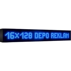 Resim Depo Tabela Reklam Mavi Kayan Yazı LED Tabela 16 x 128 cm Tek Taraflı Depo Reklam Tabela 