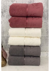 Resim Ditsy El-yüz Havlusu 6 Adet-antrasit-krem-mürdüm Antrasit - Krem 