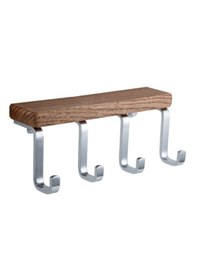 Resim Çelik Banyo Paslanmaz Pirinç Selvi 4 Lü Askılık Ahşap 