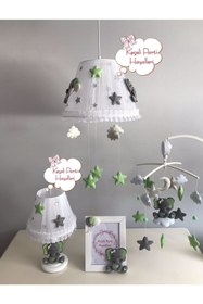 Resim Keçeli parti hayalleri Bebek Çocuk Odası Kurmalı Müzik Kutulu Dönence Fil Gri Fıstık Yeşili 