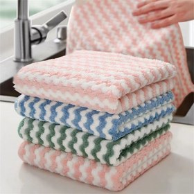 Resim 5 Adet Mikrofiber Temizlik Bezi, Dokuma Polyester, Süper Emici, Mercan Polar Dalgalı Örgü, Mutfak, Banyo, Oturma Odası, Yatak Odası, Açık Hava İçin 