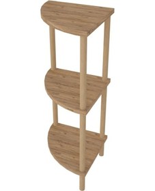 Resim 3 Katlı Ahşap Köşeli Çok Amaçlı Çevir Kur Dekoratif Çiçeklik - Saksılık Yan Sehpa Ahşap 