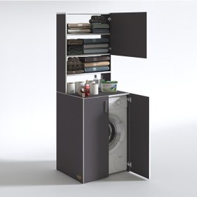 Resim Kenzlife Çamaşır Makinesi Dolabı Kasparov Gri 180*066*55-20 Banyo Kapaklı Arkalıksız Çok Renkli 