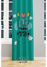 Resim Enjoy Desenli Fon Perde Genç Odası Oturma Odası Süet Dijital Baskılı Ekstrafor Büzgü Tek Kanat Çok Renkli 