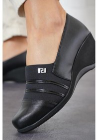 Resim White Line 1600 Kadın Günlük Dolgu Topuklu Ayakkabı Siyah 