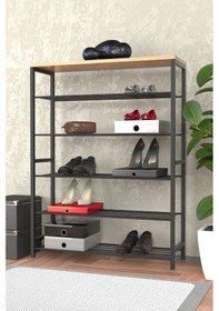 Resim Retodesign 6 Katlı Ayakkabılık- Banyo Rafı -çok Amaçlı Raf 1891 Ahşap - Metal 