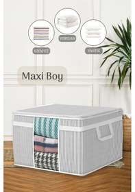 Resim Maxi Pencereli Baza Altı Hurç - Çekyat Baza Tipi Yastık Kıyafet Saklama Hurcu 45 X 40 X 30 Cm Gri 