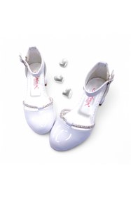 Resim BEEBRON Topuklu Abiye Kız Çocuk Ayakkabı Glossy Princess Series Rugan Beyaz 