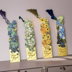 Resim 4 Tür Metal Kitap İşaretleri Sanatsal Boyama ve Uzun Püsküllerle - Dayanıklı Çinko Alaşımlı, Canlı Renkler, Okuma, Öğrenciler, Kitap Severler İçin Yaratıcı Boş Tasarım - Yaratıcı Kırtasiye Malzemeleri ve Hediyeler, Kitap Severleri İçin Hediyeler 