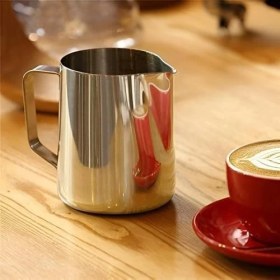 Resim Paslanmaz Çelik Sütlük - Barista Süt Isıtıcı & Köpürtücü | Art Pitcher | Küçük & Büyük Boy Seçenekli, Ocak Üstü Çelik Süt Potu (550 Ml) 