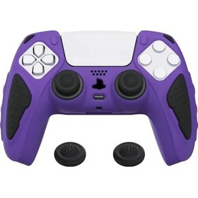 Resim Ps5 Joystick Kol Silikon Kılıf Analog Koruyucu Set Mor 