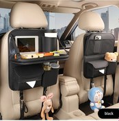 Resim Dashanshop Genişletilebilir Arka Koltuk Depolama Masası - Siyah Pu Deri Katlanır Organizatör, Tüm Araçlar 
